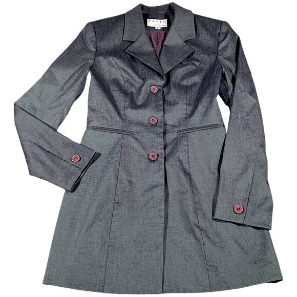 PANIZ NY Jacket Womens 4 Graphite Empire Blazer Tailored  Career Corpcore VTG - Picture 1 of 16